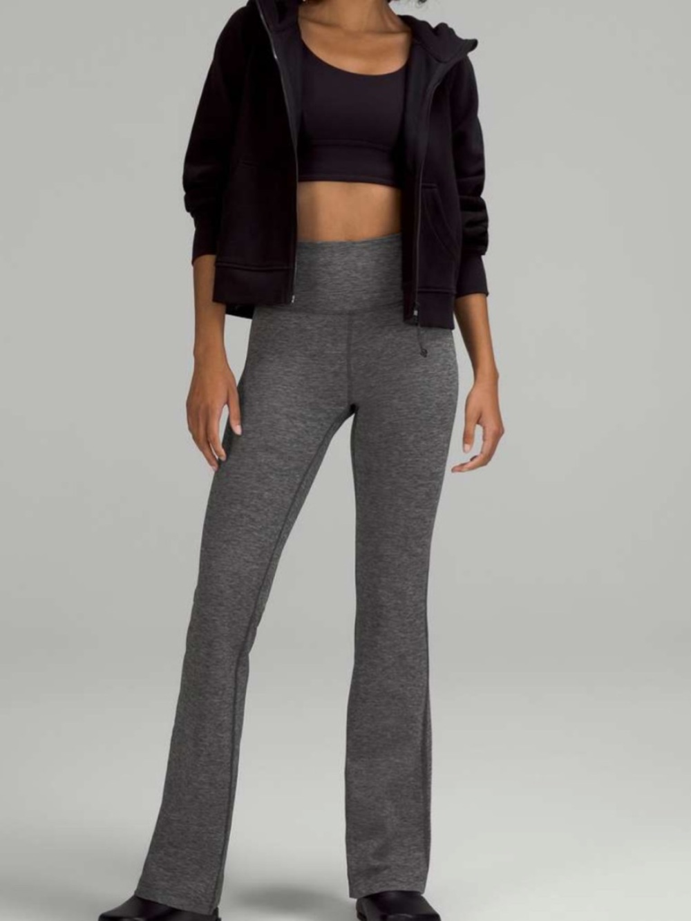 $118 Lululemon Groove Super-High-Rise Flared Pant Nulu Heathered Graphite Grey